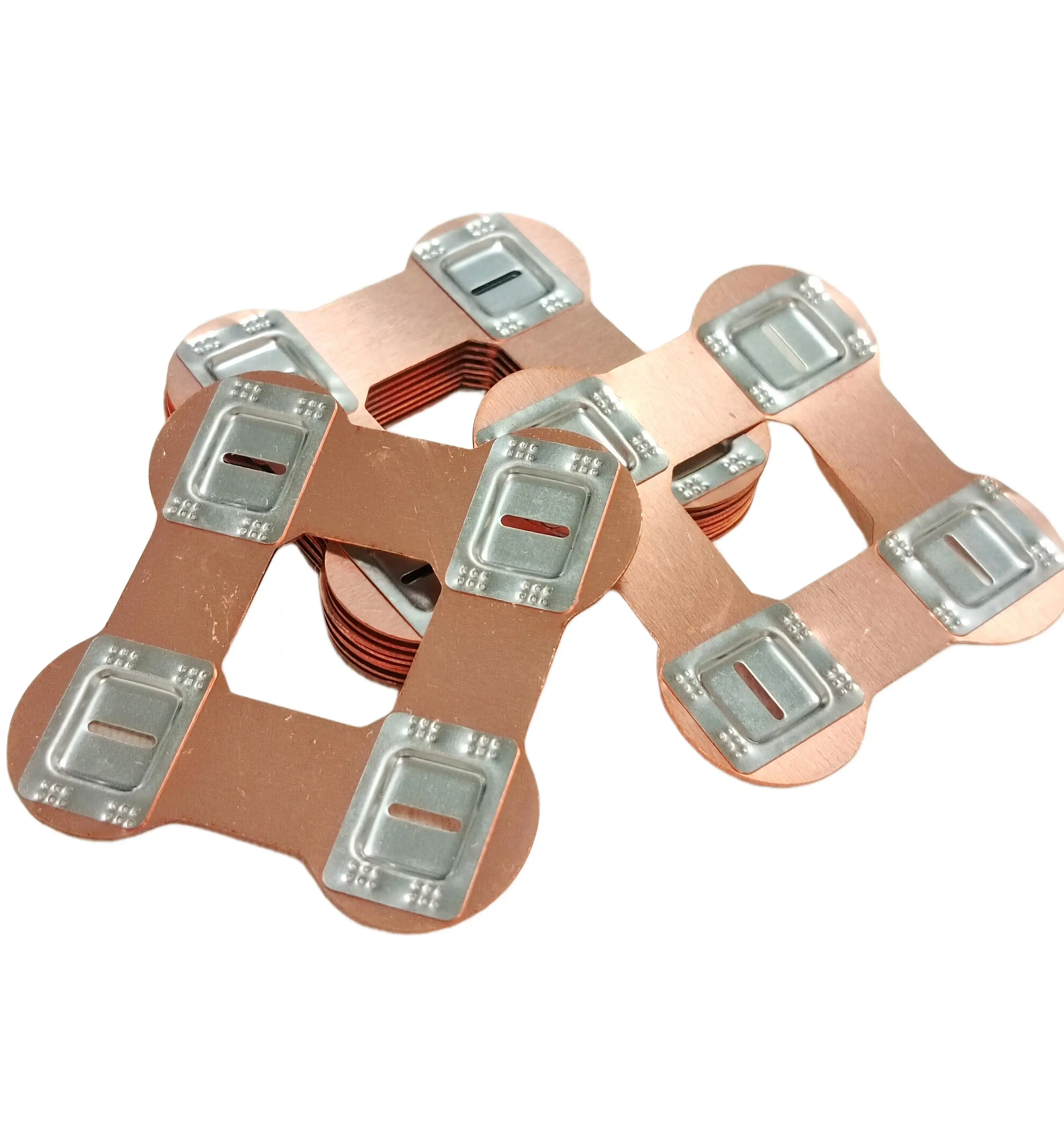 20PCS Copper Plated Nickel Sheet Battery Connector 0.3mm Thickness Copper 21700 21.4mm  Center Distance 2*2P Copper Busbars