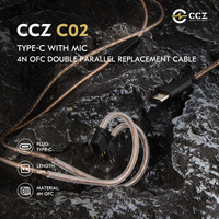 CCZ C02 type c with mic OFC Double Parallel Replacement Cable 2Pin/TFZ/QDC Compatible with EDX PRO/ZSN PRO/ZS12 PRO X headphones