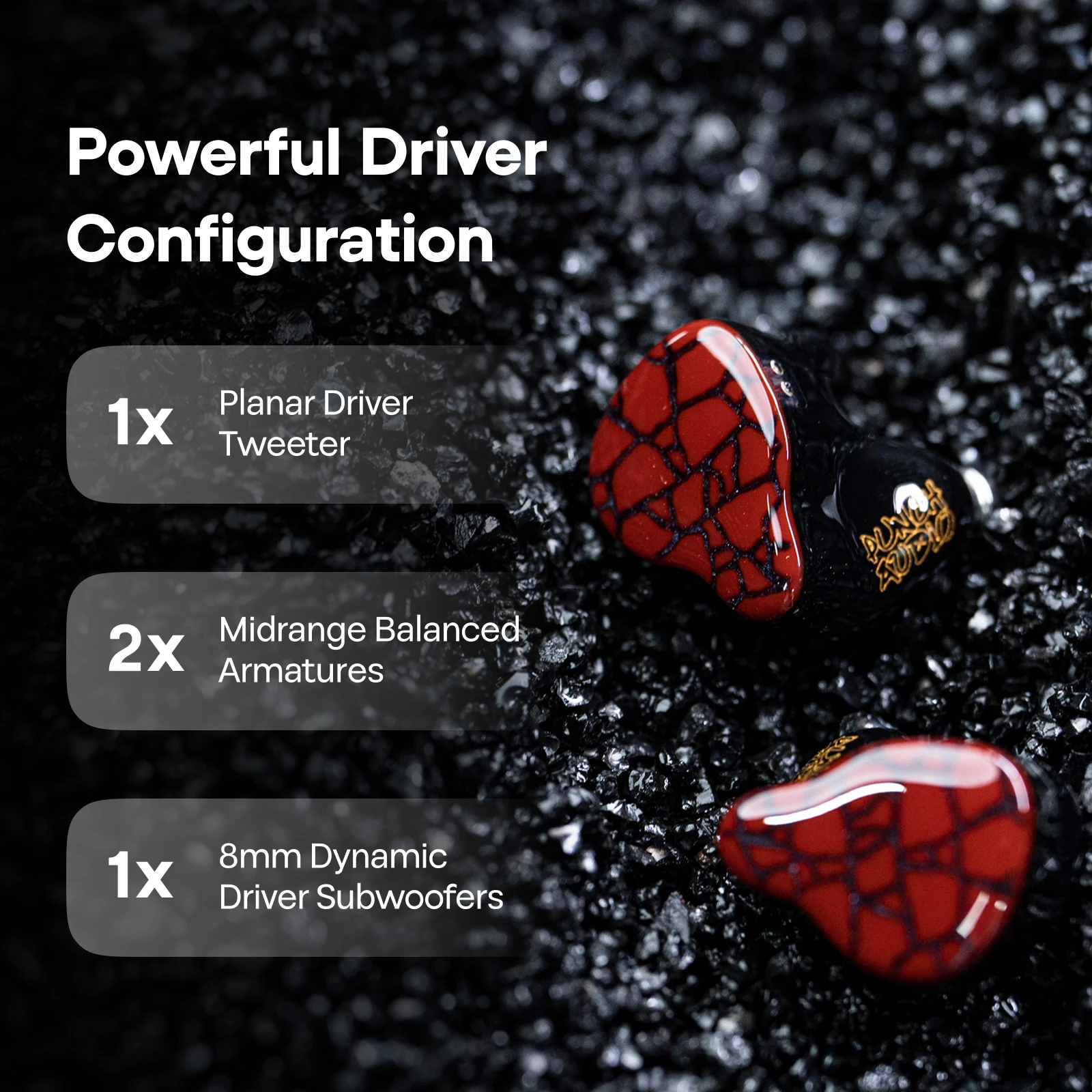 سماعة Linsoul Punch Audio Martilo IEM 1 Planar + 2 BA + 2 DD Hifi مع جهير غامر وكابل قابل للتبديل مخصص