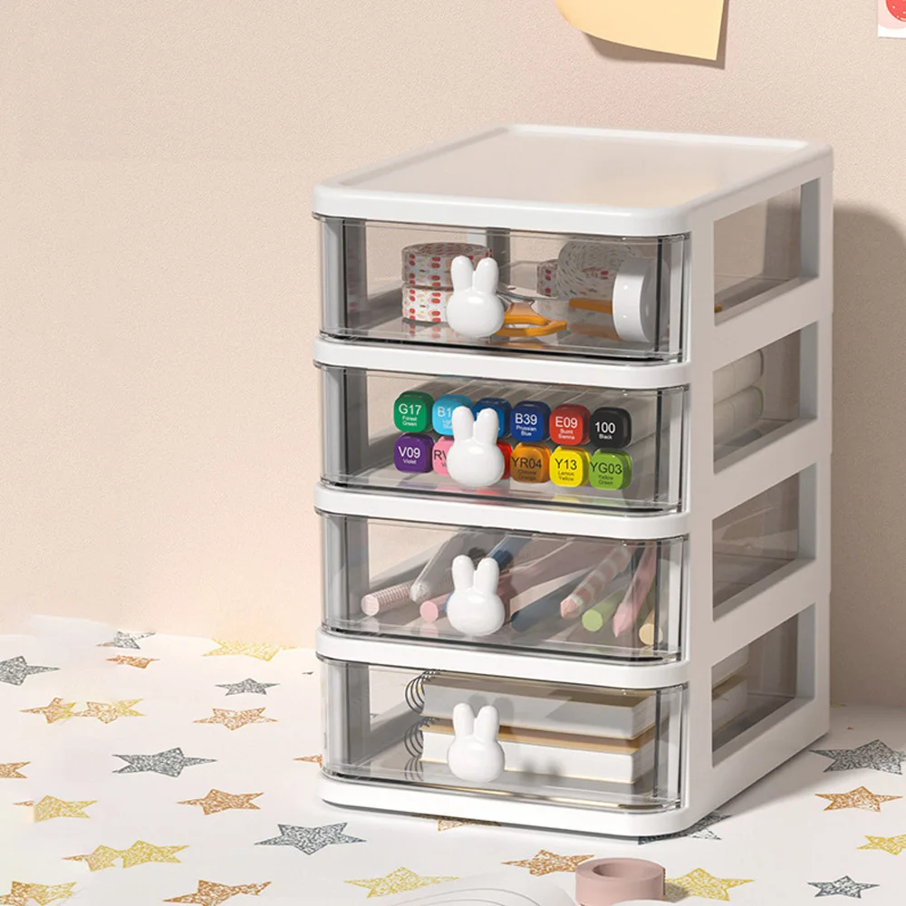 Mini 4-level chest of drawers on the desk desk office desk transparent storage box accessories