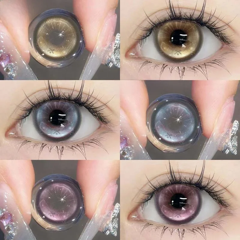 KSSEYE 1 paire de lentilles de Contact Bling élèves avec dioptries lentilles bleues Contacts de couleur marron lentilles de Contact douces pour les filles Contacts