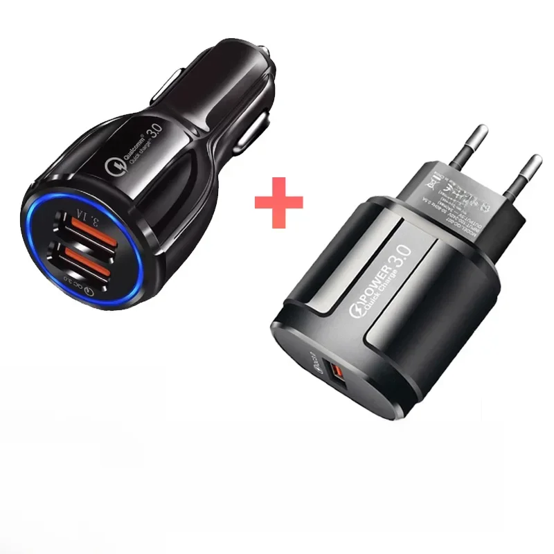 Carregador universal para o telefone qualcomm 3.0 tomada de parede carga rápida usb + adaptador