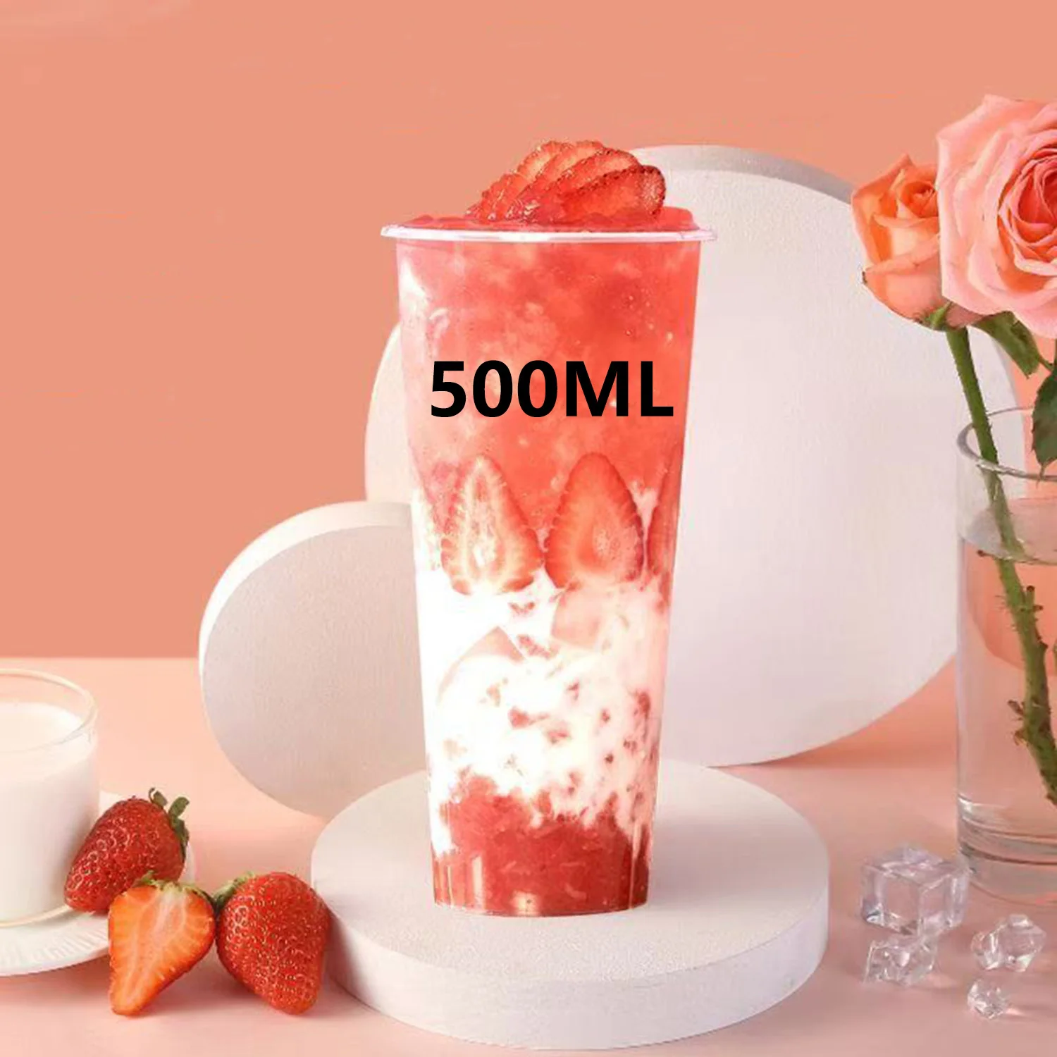 50/100-teiliges Set Parfait-Becher, 500ml mattierte Plastikbecher, BPA-frei, wiederverwendbar, geeignet für Partys, Feiern und den Alltag.