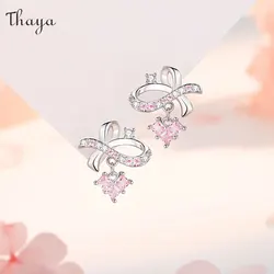 Thaya S925 Sterling Silver Earrings Heart Design Women's Jewelry Crystal Fashion Tassel Earring for Women Birthday Party Jewelry
