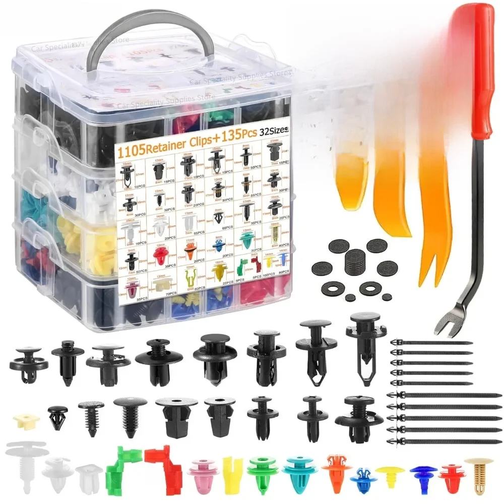1105Pcs-100Pcs Zestaw plastikowych klipsów samochodowych Mieszany zderzak samochodowy Panel wykończenia drzwi Automatyczny zderzak Nit ustalający Push Pokrywa silnika — zdjęcie 2