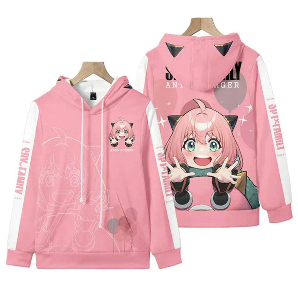 Japanese Anime Style Spy X Family Anya Forger Kawaii Printed Hoodie Pullover Men\'s And Women\'s Sportswear Sudaderas Kids Clothes