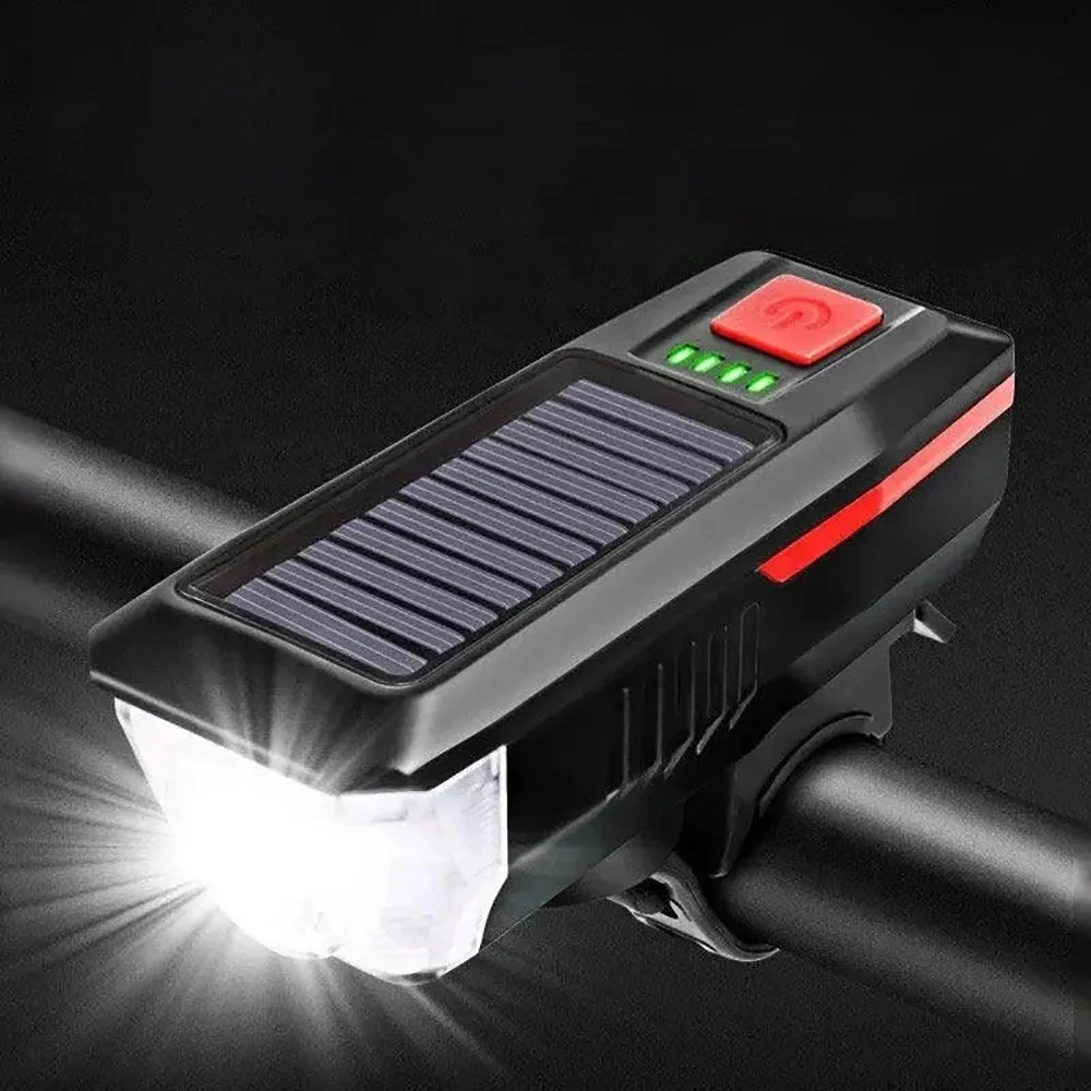 AliExpress 3 Modes Solar Bicycle Front Light With Horn USB Rechargeable Led Mountain Bicycle Lamp Bell Headlight Bike Light
