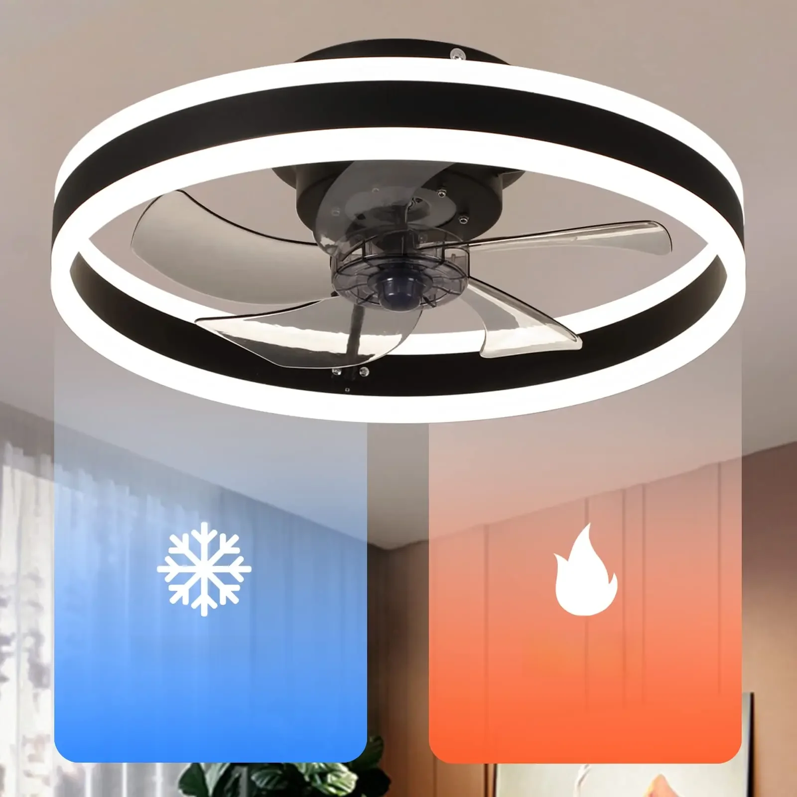 Moderne plafondventilator (met verlichting) Stille LED dimbare plafondventilator (met afstandsbediening) voor slaapkamer studeerkamer eetkamer, - afbeelding 2