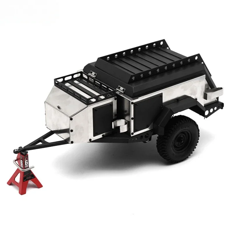 1 Set Metalen Camping Trailer voor 1/10 RC Crawler Auto Traxxas TRX4 Defender AXIALE SCX10 RC4WD RTG KM Accessoires - afbeelding 2