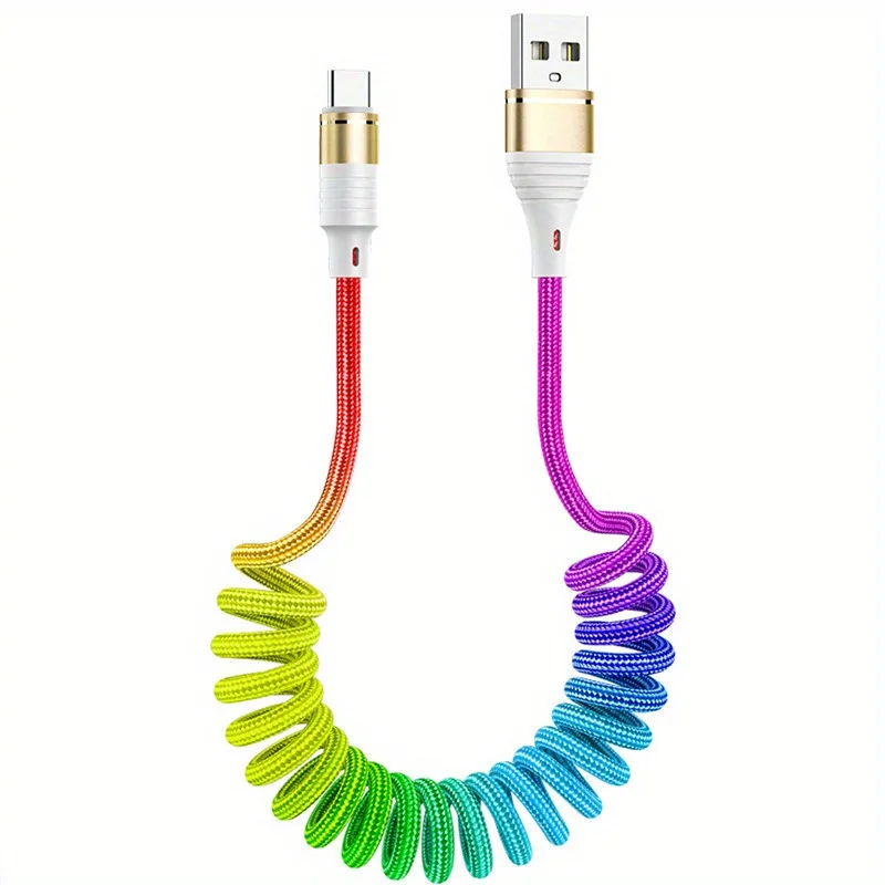 

New Hot 3A Quick Charge USB Type-C Cable-Durable Nylon Flexible Spring Design-For Samsung/Xiaomi In-Car Mobile Use