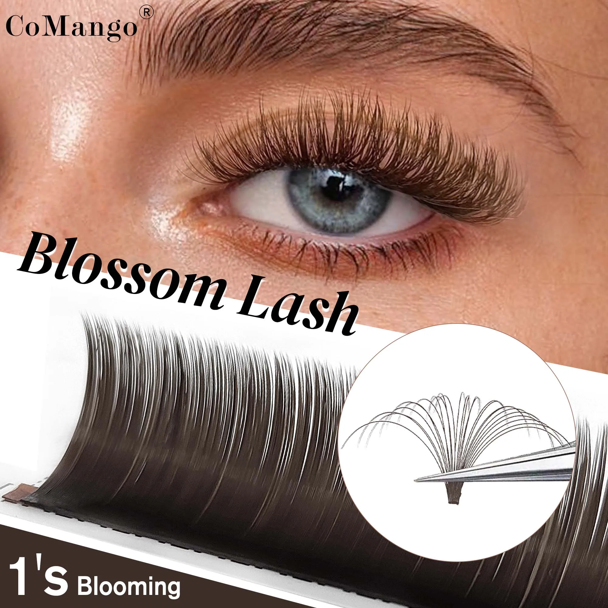 Dark Brown 0.07mm Easy Fan Rapid Blooming Fanning Lashes Mega Volume Fan Eyelashes Extension Cilios Makeup