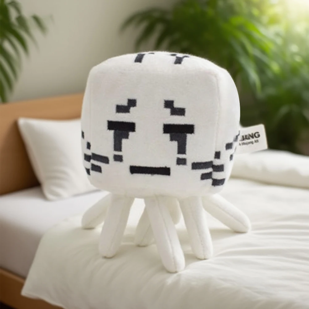 Pluszowa zabawka duch o długości 16 cm, urocza pluszowa lalka duch w stylu kreskówkowym z czarnymi oczami, prezent dla dzieci