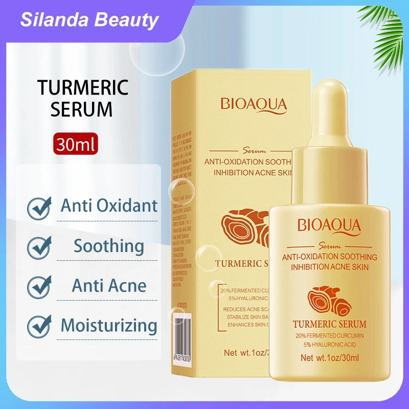 Silanda Beauty Bioaqua Turmeric Serum Korean Skincare Acne Removal Face Essence Skin Antioxidant Soothing Facial Serum 30ml