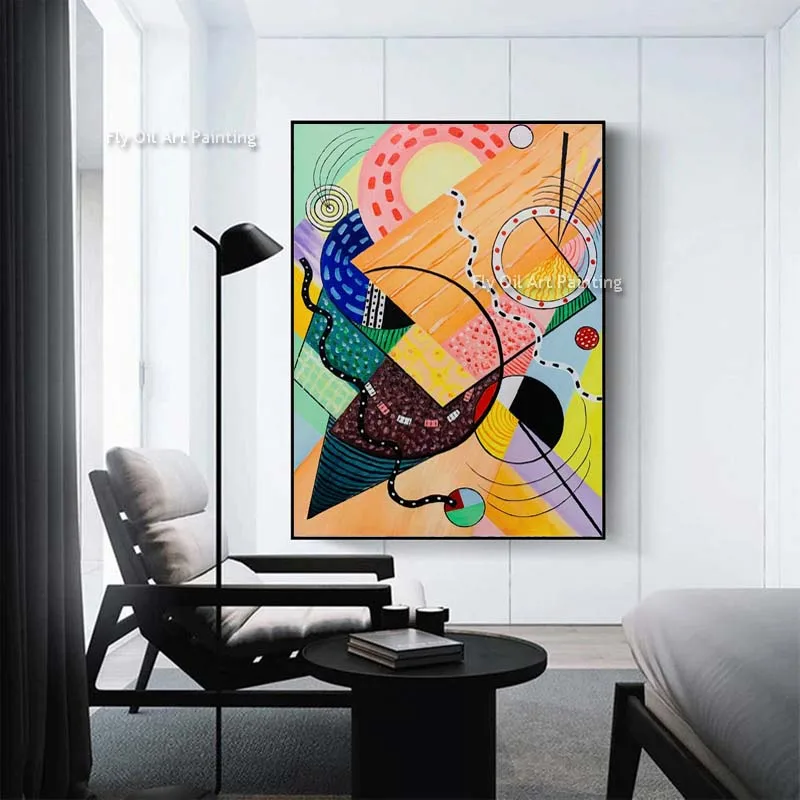 

Abstract Point Line And Surface Oil Painting Hand Painted Rich Colors Abstract Canvas Painting Modern Impression Wall Art Decor