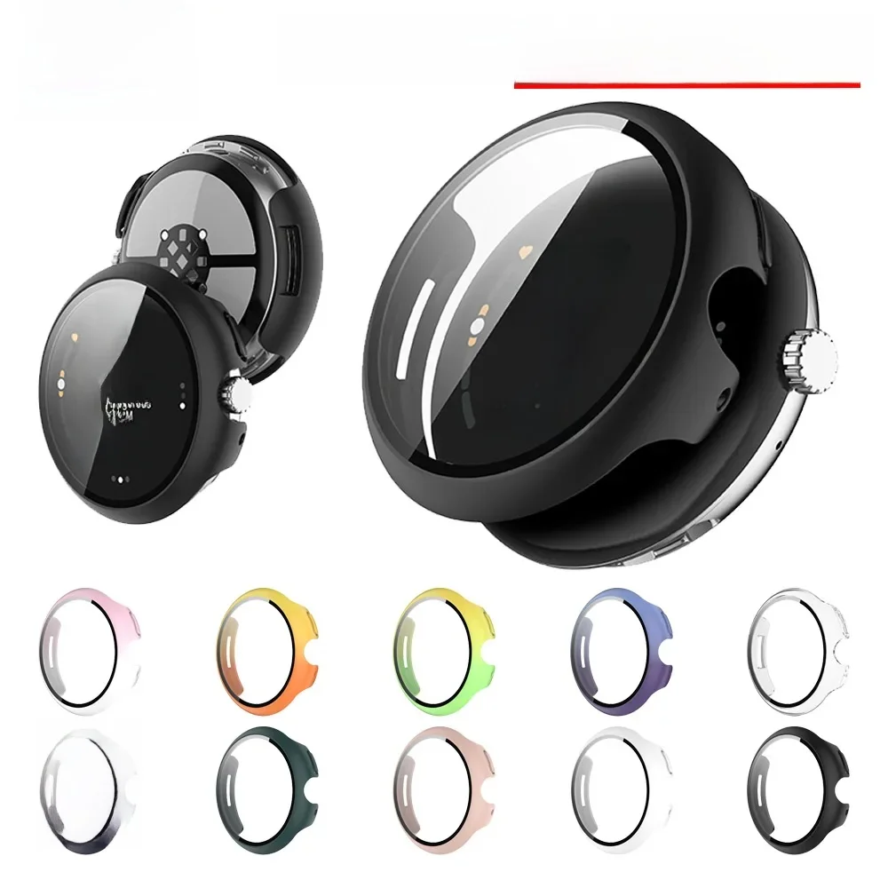 Étui + verre pour Google Pixel Watch 3, 45mm 41mm, housse de protection anti-rayures pour pare-chocs tout autour + accessoires de protection d'écran