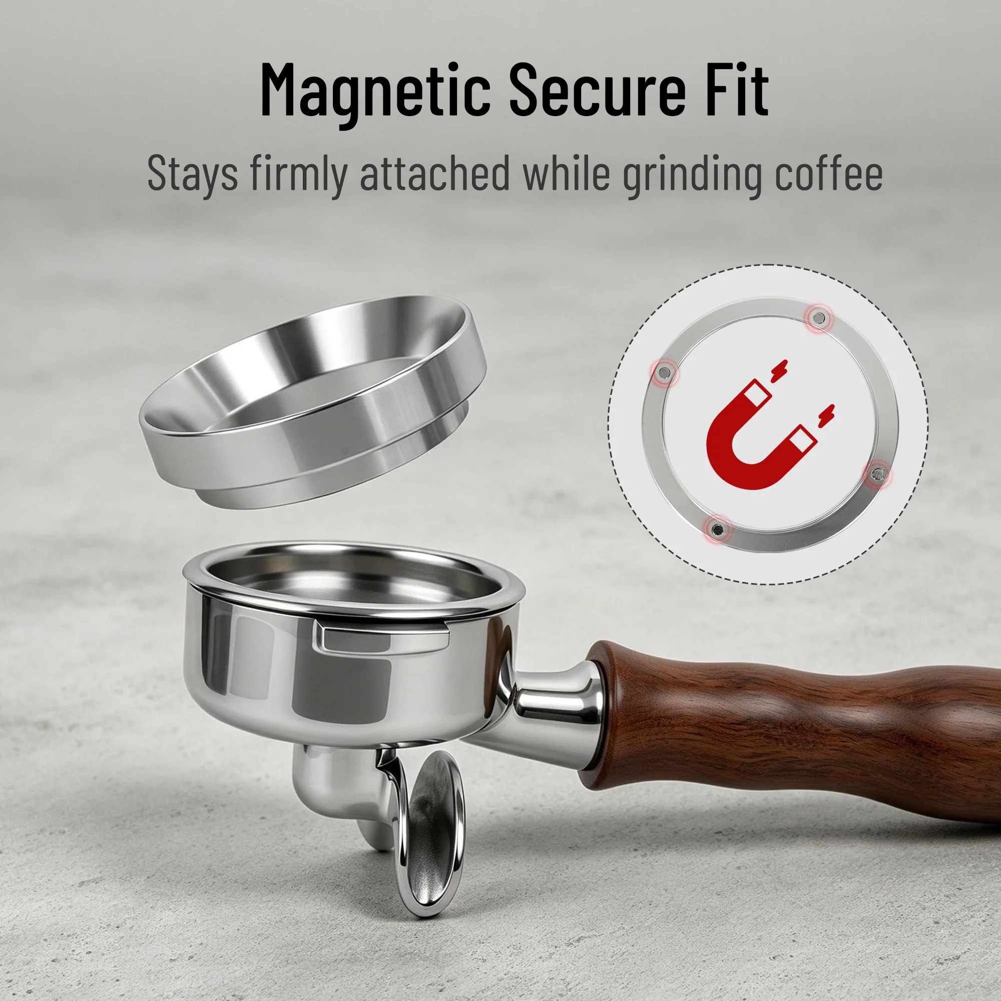 HiBREW Espresso Dosing Funnel for 51mm 58mm Portafilter Powerful Magnetism Aluminum Coffee Dosing Ring Black Silver