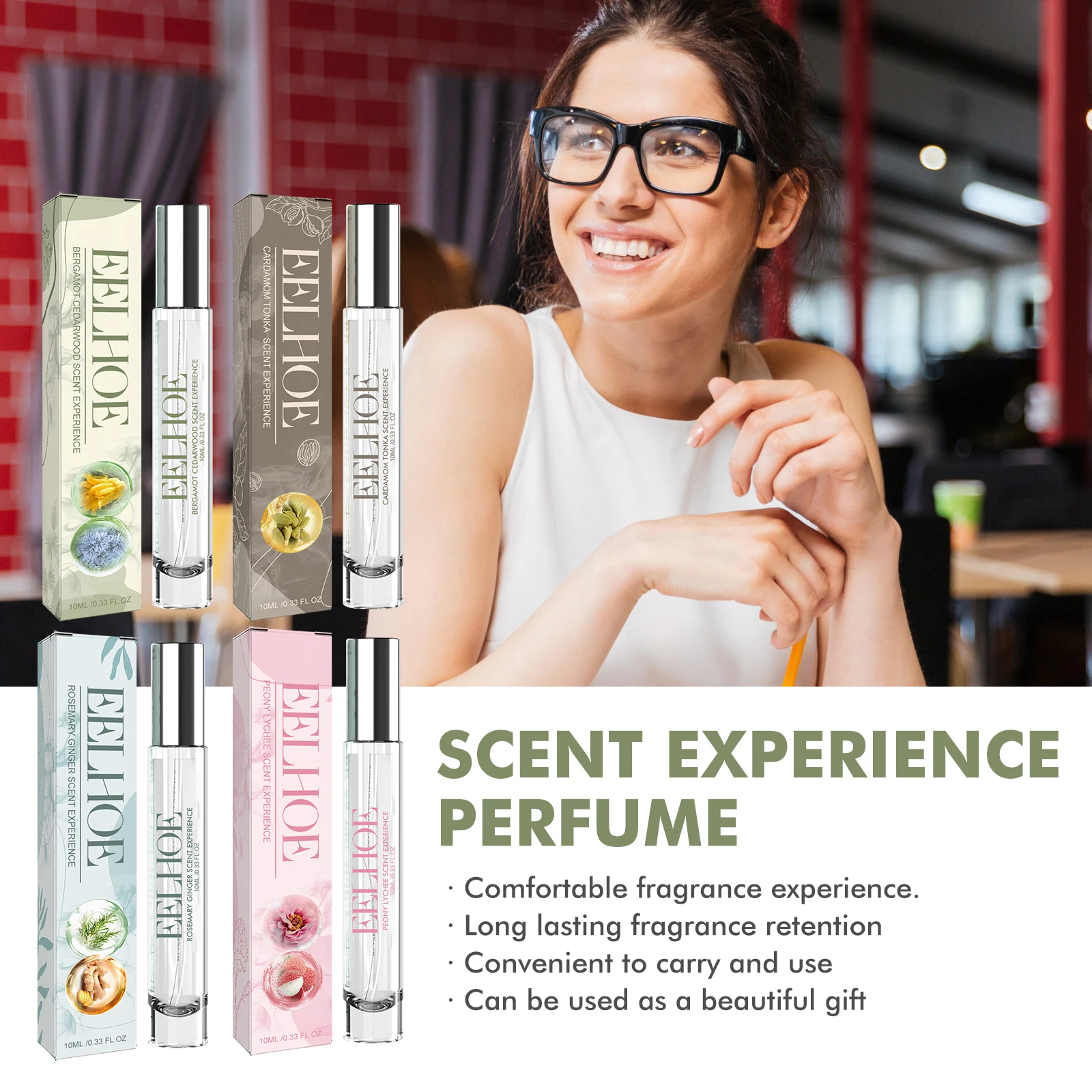 Serie de perfumes Eelhoe, fragancia duradera, fresca y agradable, fragancia de varias flores y frutas, Perfume ligero y portátil, 10ml