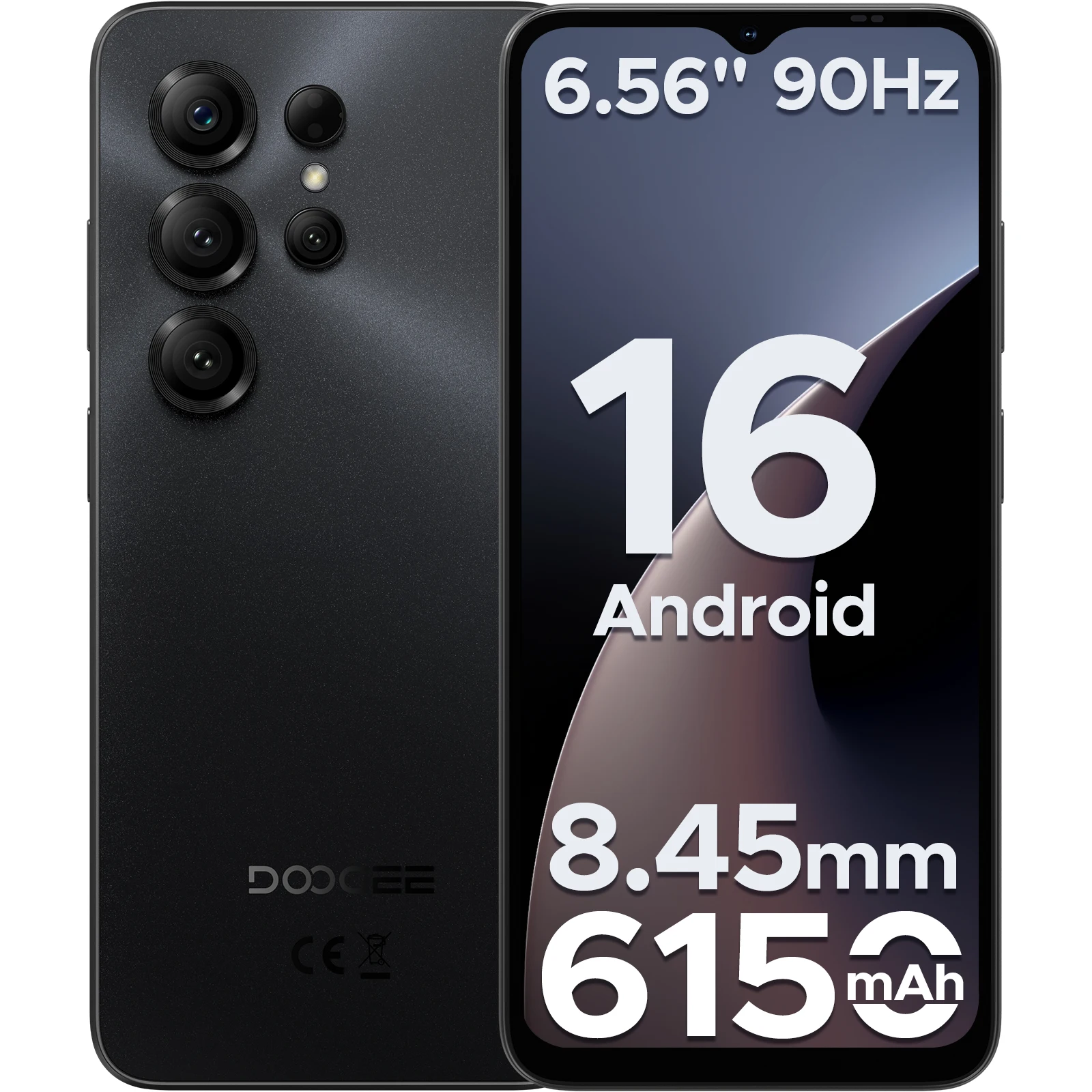 Doogee Note56 X Android 16 Smartphone 6.56'' Hd+ 90Hz Display 24Gb+64Gb 6150Mah Large Battery 50Mp Camera Mobile Phone