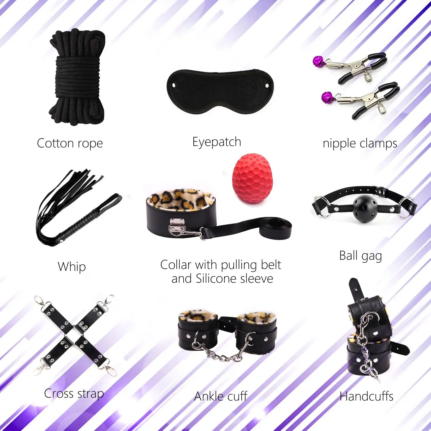 Kit de bondage BDSM para adultos, 30 piezas, Juguetes sexuales para adultos, conjunto de restricción para accesorios sexuales, juguetes BSDM para parejas, Sexo Kinky T