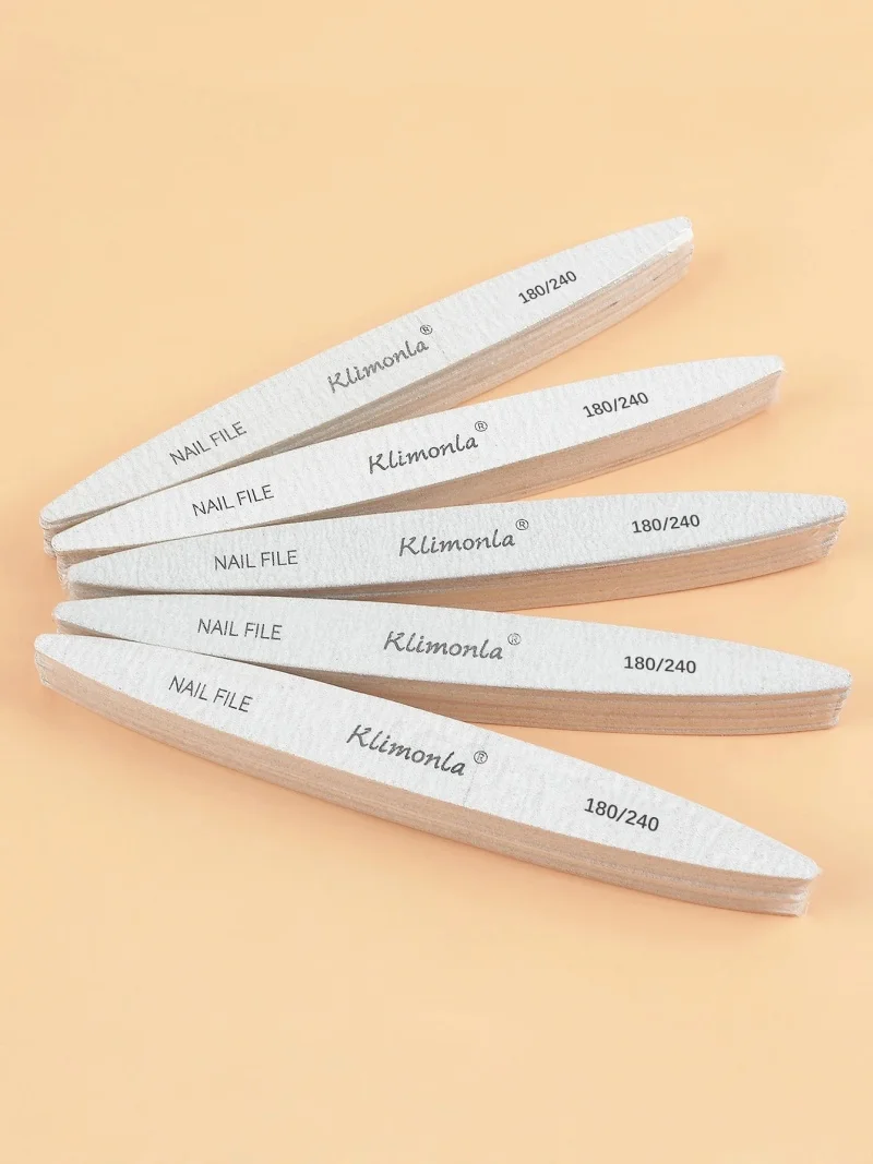 10/50/100 قطعة ملفات الأظافر المهنية 180 240 حصى خشبية البيضاوي ملفات الأظافر الصنفرة للأظافر مانيكير صالون أداة مجموعة #1