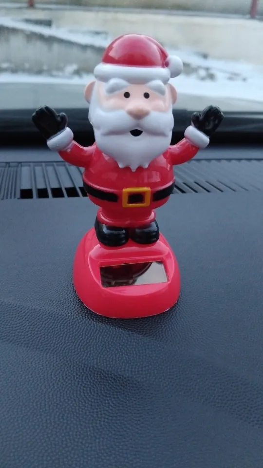 2024 Christmas Cute Car Ornament Solar Dancing Christmas Tree Snowman Santa Claus Elk Automatic Swing Car Interior Decoration photo review
