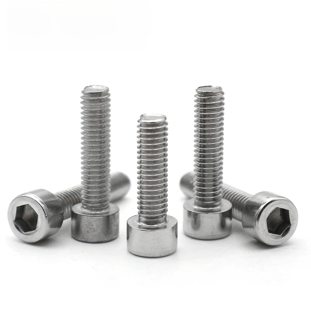 5-50pcs M1.6 M2 M2.5 M3 M4 M5 M6 M8 DIN912 A2-70 304 douille hexagonale en acier inoxydable sans tête moletée boulon à vis Allen