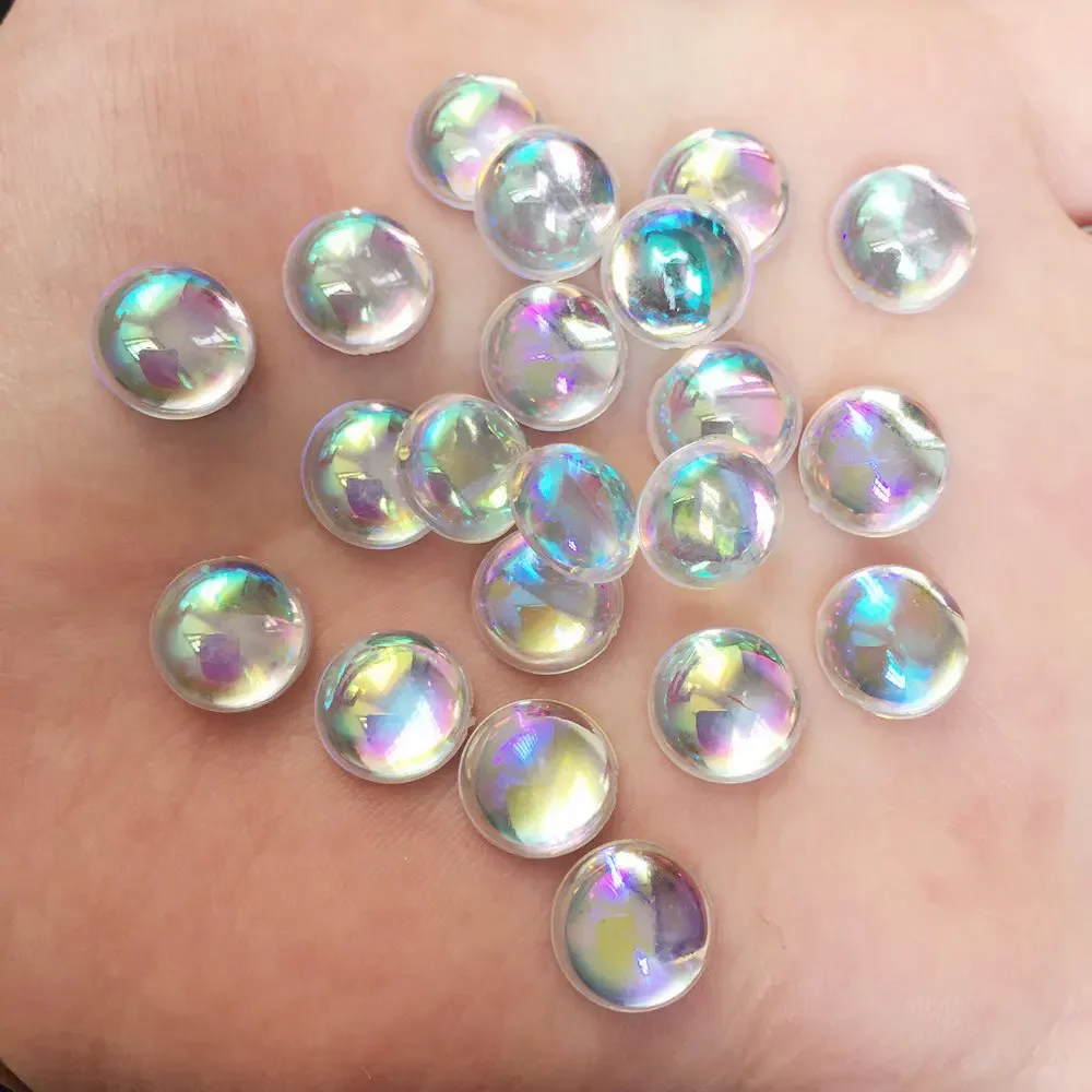 AB przezroczysty wiele rozmiarów błyszczący AB żywica okrągły płaski tył rhinestone księga gości DIY aplikacja ślubna ozdoba rzemiosło SF543-547 — zdjęcie 2