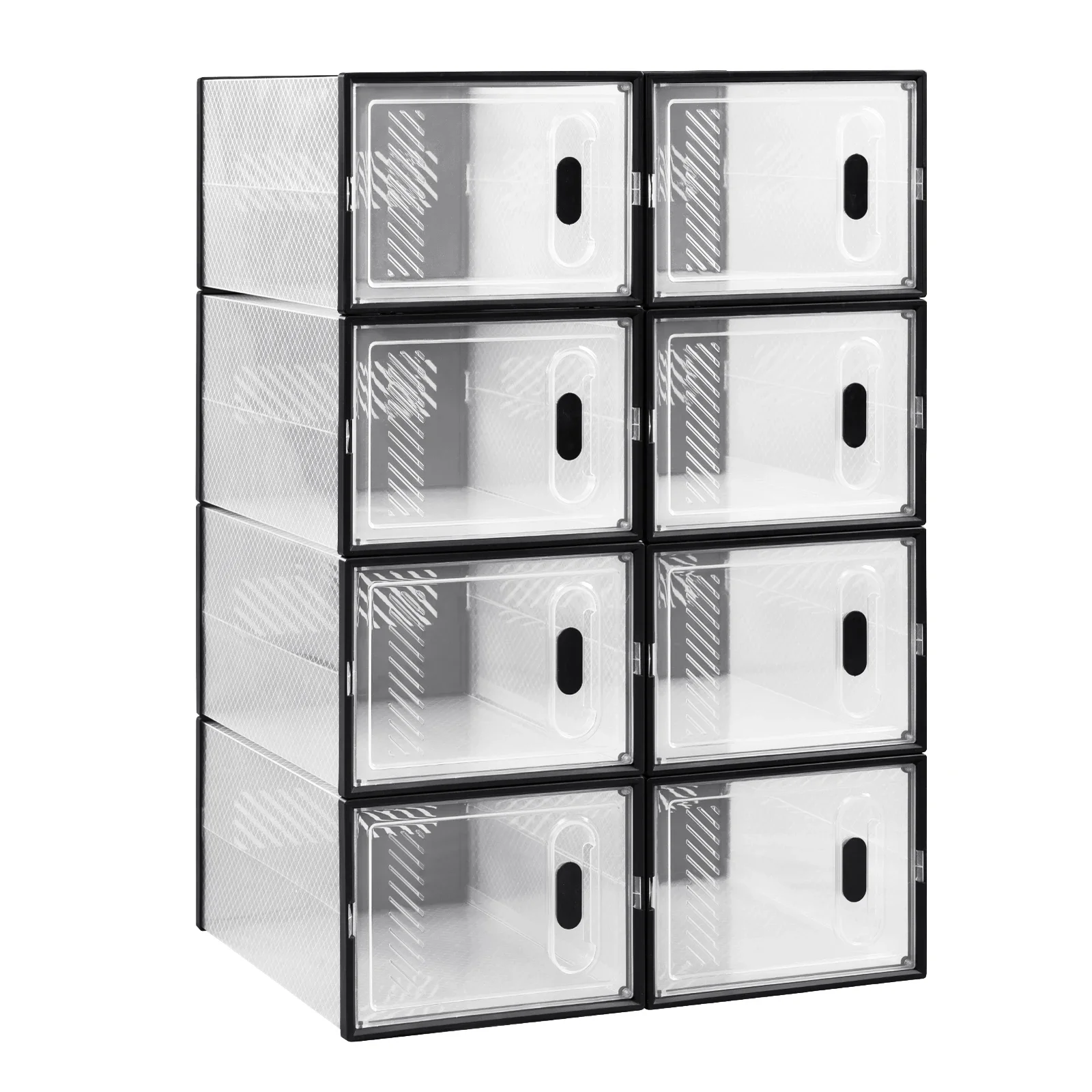 Transparante zwarte schoenenopbergorganisator 8/12/18 stuks opvouwbare schoenenkast stapelbare schoenendozen met magnetische deur - afbeelding 2