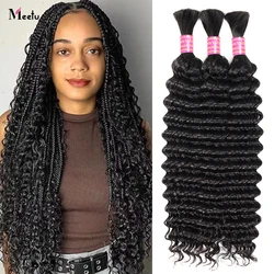 Bulk Human Hair For Braiding No Weft Deep Wave Micro Braids Human Hair Bulk Brazilian Remy Human Hair Extension 100% Unprocessed