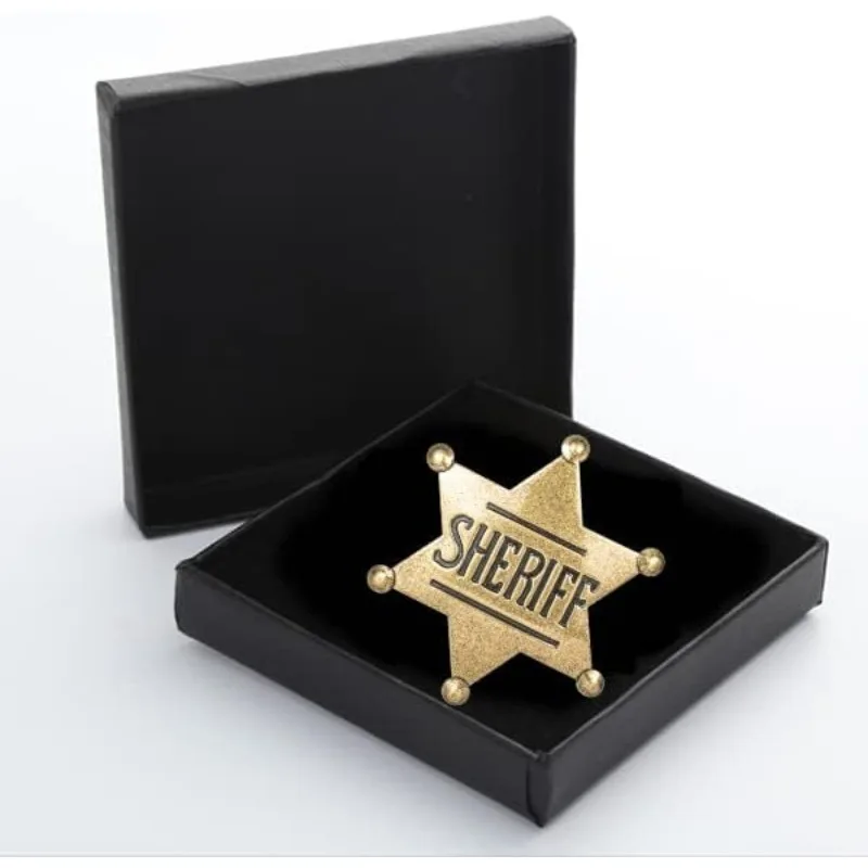 شارة شريف المعدنية الكلاسيكية الرجعية، شارة سترة الشرطة الغربية، ديكور حفلات رعاة البقر، إكسسوارات عصرية (3 قطع) #1