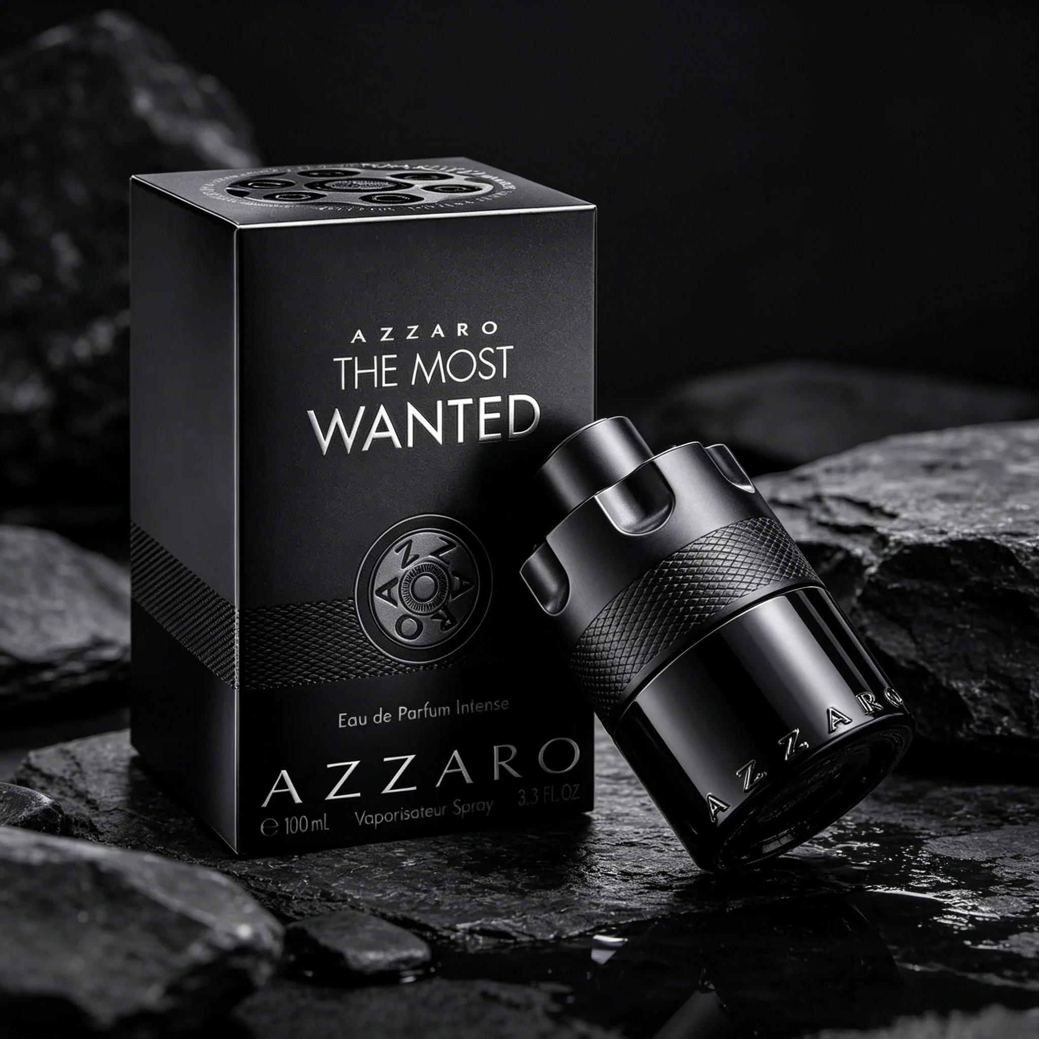 Azzaro The Most Wanted Intense Men Eau de Parfum Rich Caramel Vanilla Woody Gourmand Scent Matte Black Revolver Bottle Extra Long Lasting Magnetic Masculine Perfume Luxury Holiday Birthday Gift for Him