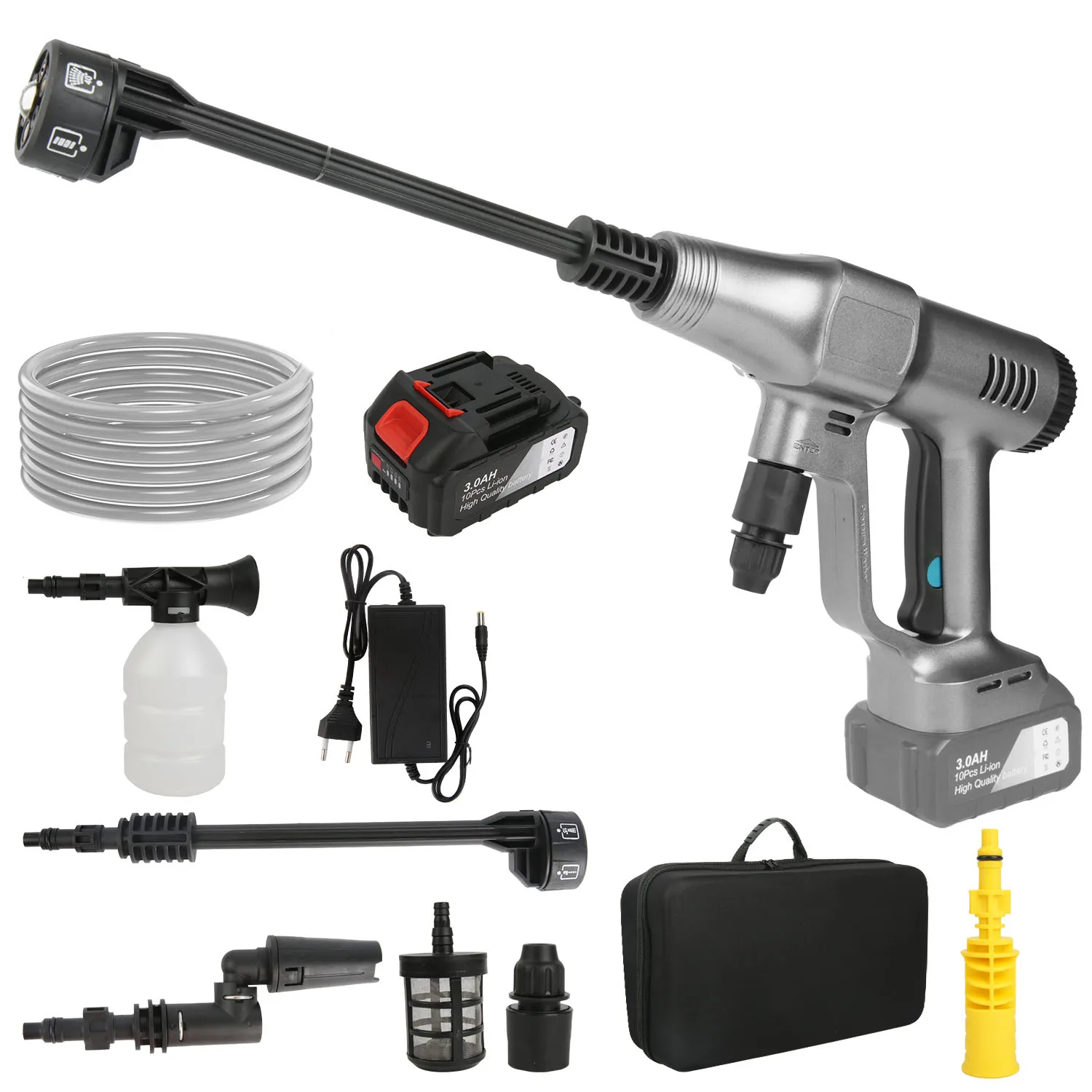 200Bar Elektrisch Waterpistool 3500W 18V Borstelloze Hogedruk Auto Wasmachine Waterpistool 6 IN 1 Schoonmaken Tuin wassen Wassen Spuitpistool