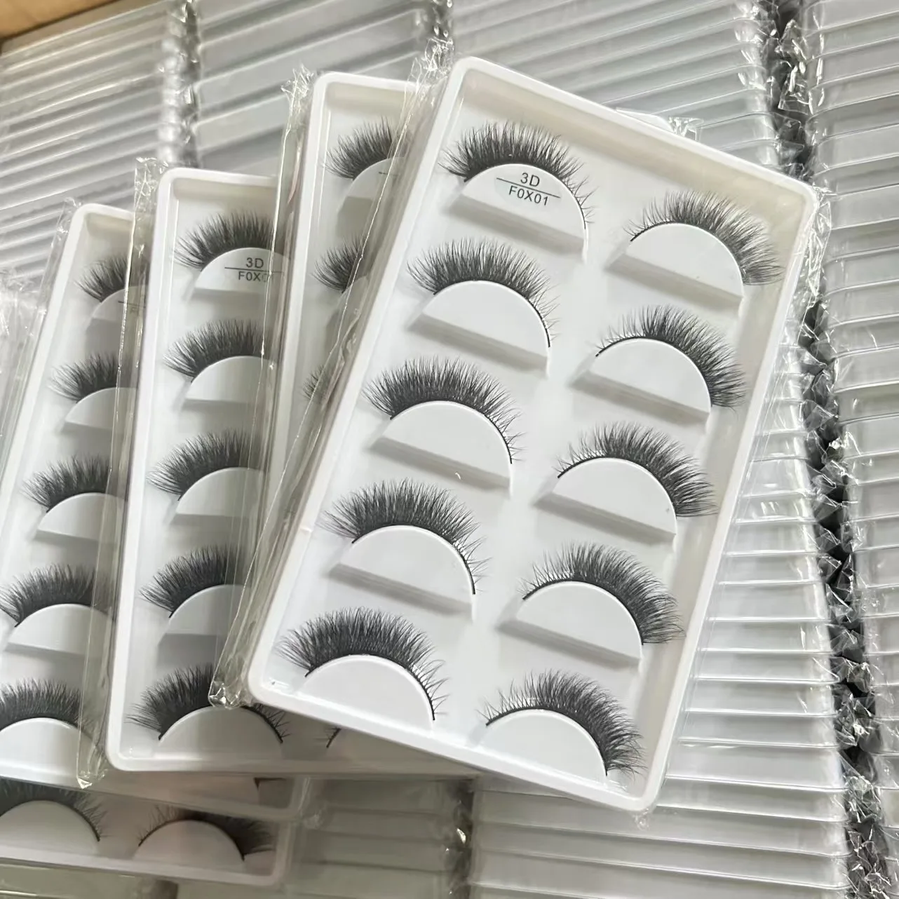 Cils Fox01 5 Pairs Soft Natural 3D Mink False Eyelashes Cat Eye Elongated Winged Lashes Faux Cils Wholesale