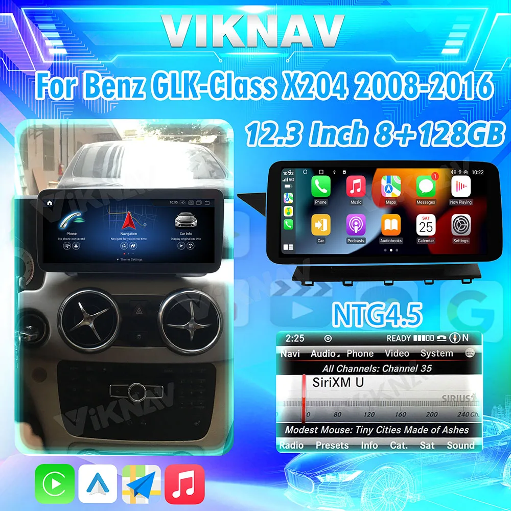 Viknav 12.3 Inch Android 8 Core Car Radio For Benz GLK Class X204 2008-2016 HD Touch Screen Multimedia Player GPS Navigation