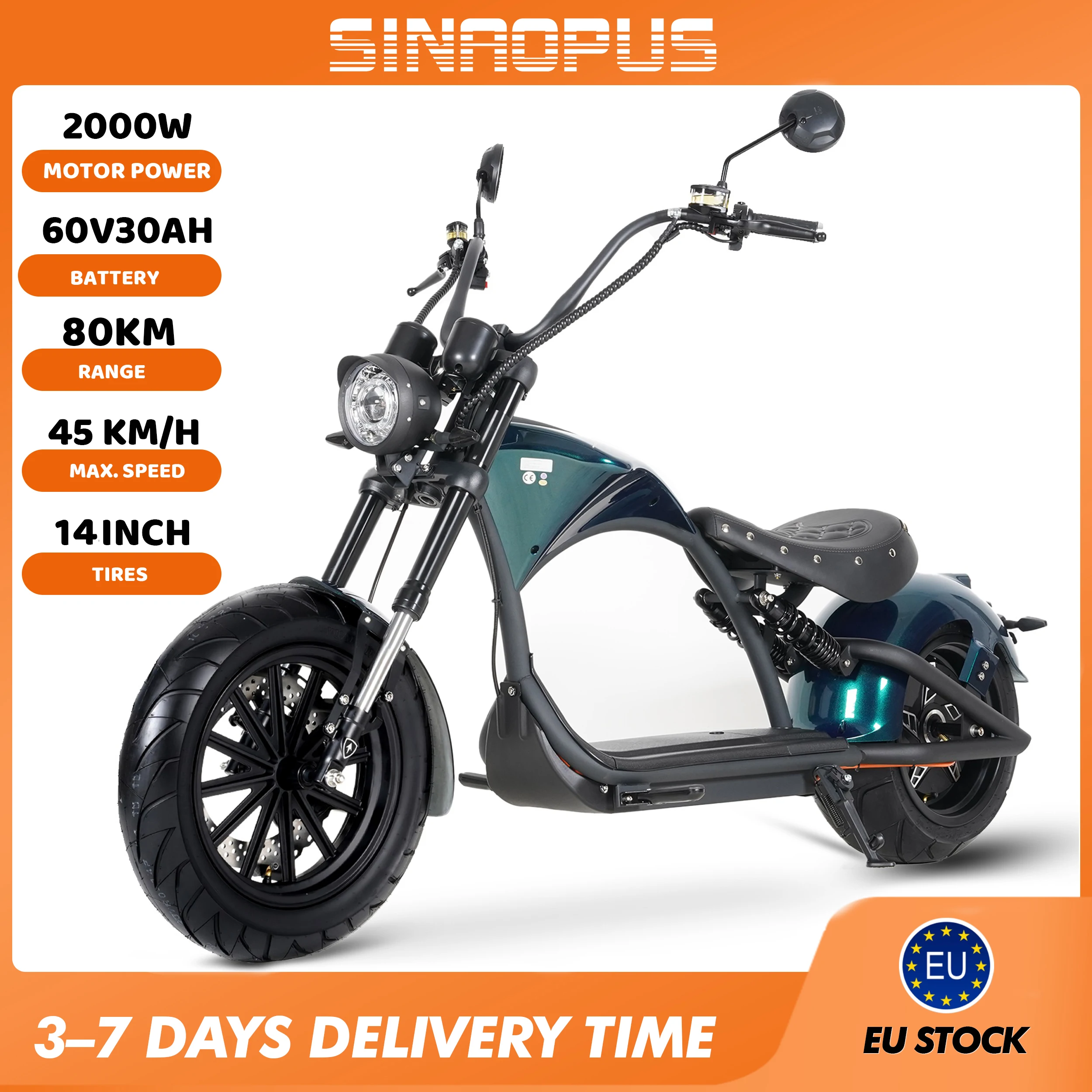 Elektrisches Motorrad 2000W Erwachsene Dirt Bike 1800WH Batterie Rennmotorrad 45km/h Offroad-All-Terrain-Bike Outdoor-Reiten E-MOTO