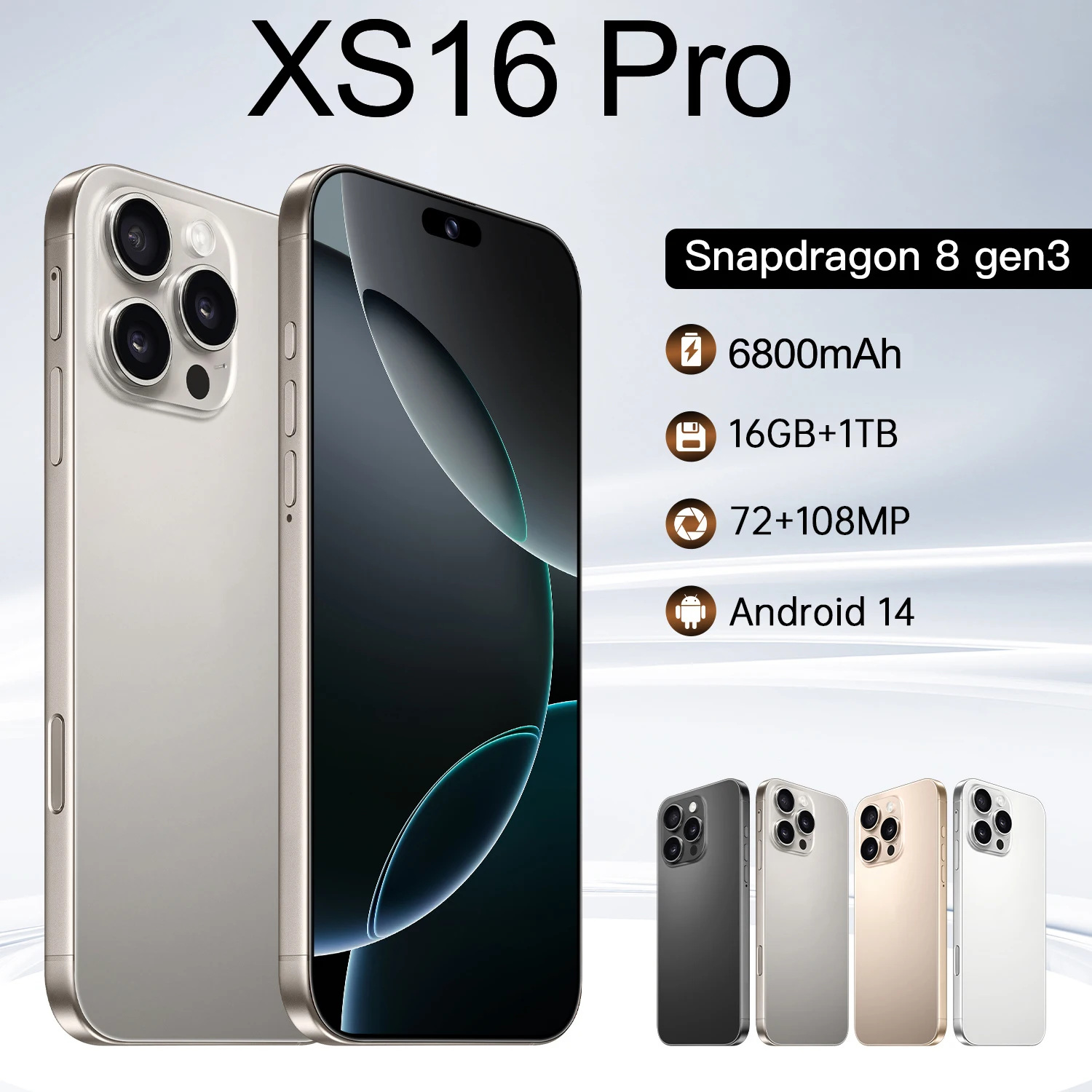 جديد XS16 Pro HOT 2026 عالي الجودة 7.3 بوصة الإصدار العالمي بطاقة مزدوجة ذكية بطارية 6800 مللي أمبير وظيفة التعرف على الوجه
