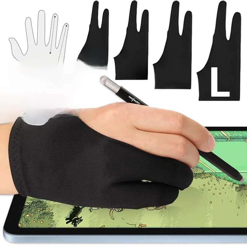 Luva de desenho palma rejeição luvas de dois dedos para apple ipad tablet capacitivo tela artista