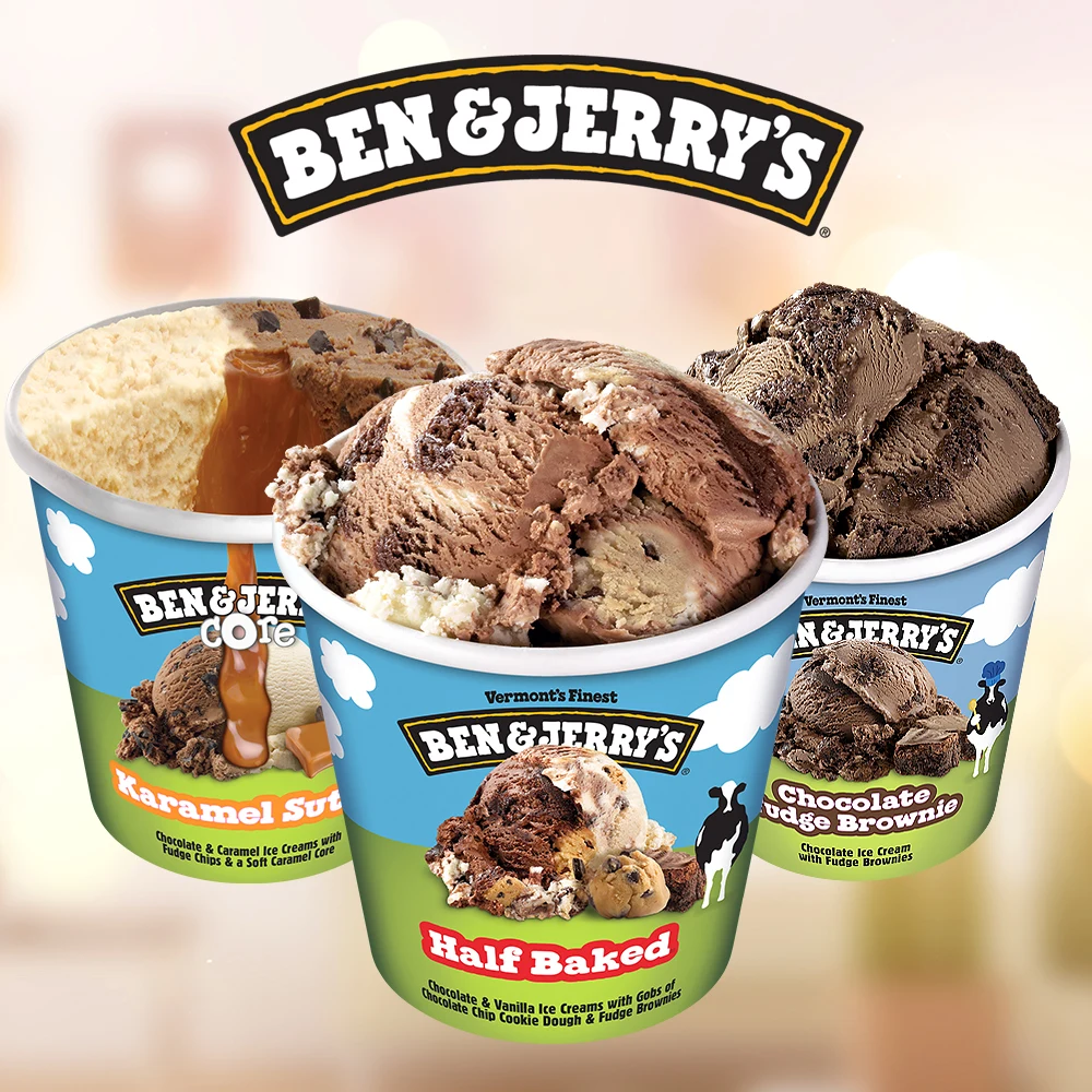 Pint of Ben & Jerry's ice cream 473mL 3 bundles (HalfBaked  + ChocolateFudgeBrownie + CaramelSutracore)