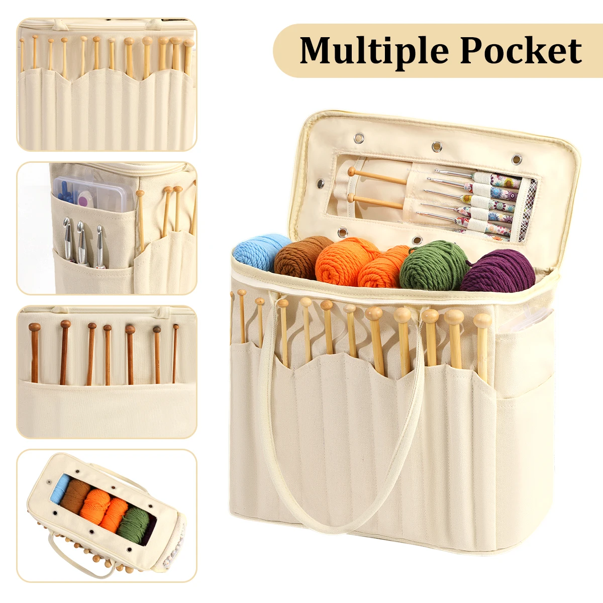 

1pc Large-capacity Yarn Crochet Hook Storage Bag Portable DIY Sewing Tool Organizer PouchOld and new models will be sent randoml