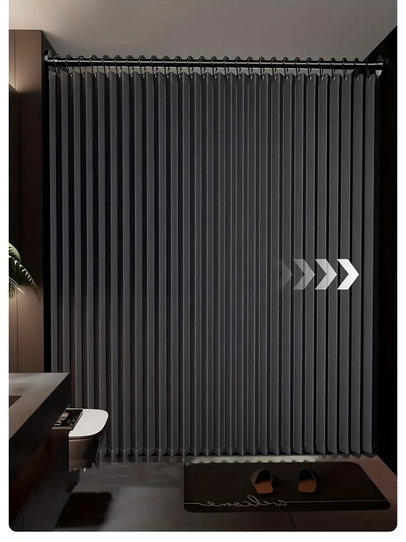 

Foldable Magnetic Shower Curtain Waterproof Dry Wet Separation Privacy Curtain for Apartment Hotel Dorm Stylish