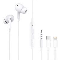 Original Wired Earphones For Apple iPhone 16 15 14 13 12 11 Pro Max iPad In-Ear Earbuds For Lightning USB-C 3.5mm Earphone