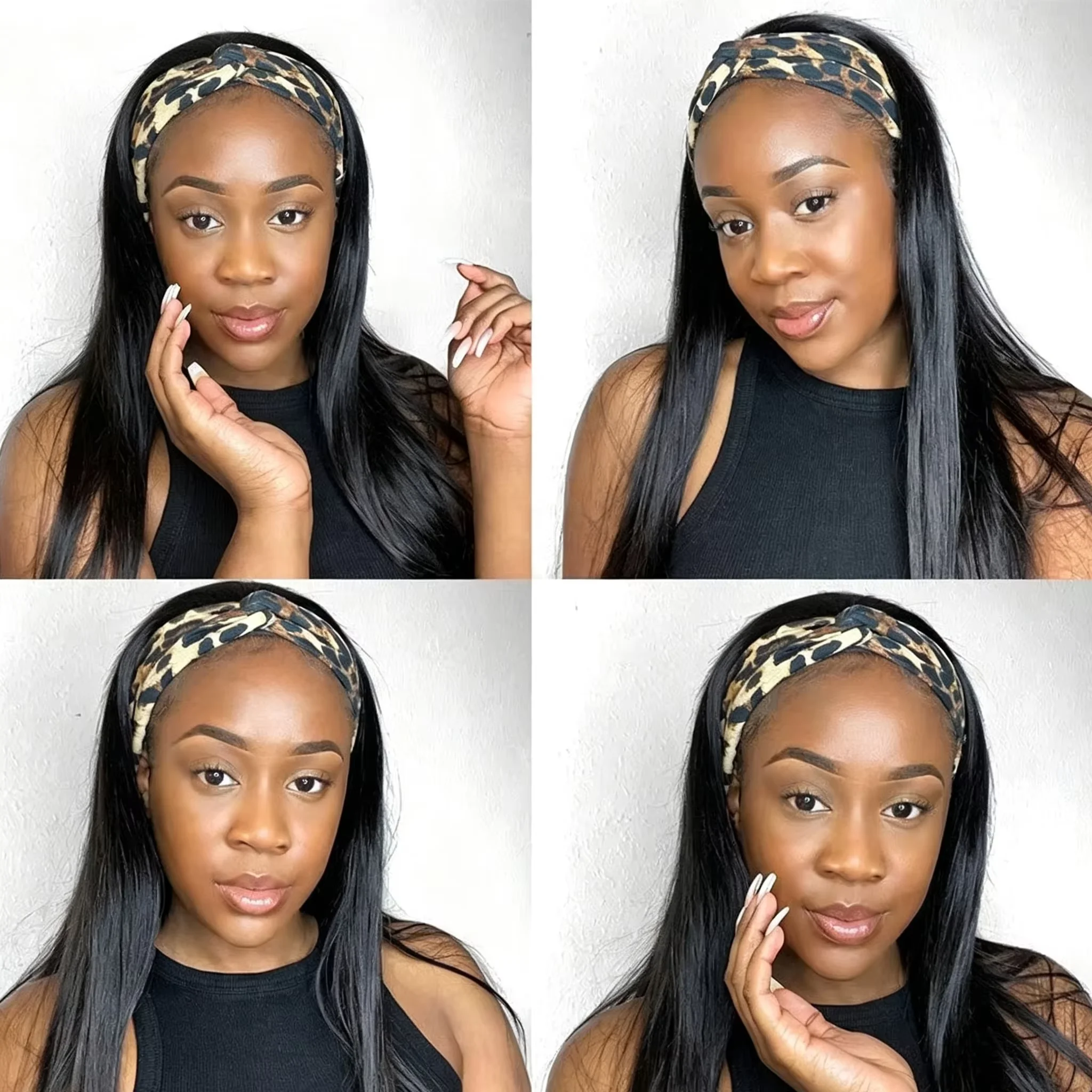 Parrucca con fascia per capelli lisci brasiliani, parrucche in capelli umani Remy per donna, parrucca con fascia e sciarpa, parrucche con capelli lisci e fascia, parrucche con fascia e onde profonde,