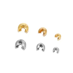 50pcs Stainless Steel Gold Round Crimp Cover Dia 3 4 5mm Round End Beads DIY Jewelry Making Findings Components