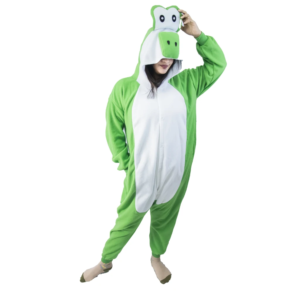

Adult Yoshi Kigurumi Onesies Pajamas Warm Soft Fleece Cartoon Animal Women Halloween Party Cosplay Costume Pyjamas Outfits