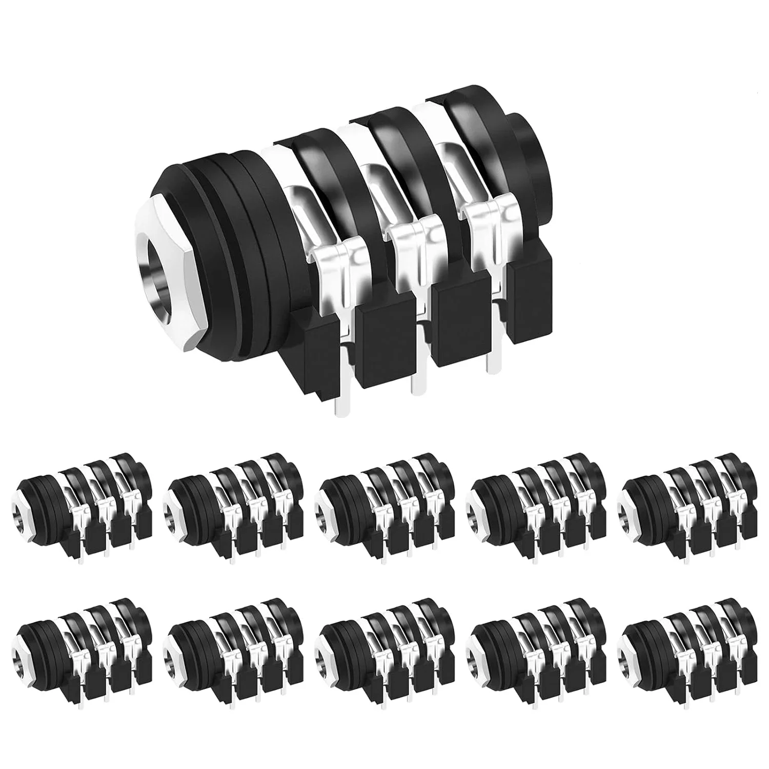 DAIERBUM 10PCS 1/4 Jack Buchse 6,35mm Jack Stereo 1/4 zoll Gitarre Pedal Eingang Jack Buchse PCB Mount 6 pin Eingang Ausgang Jack