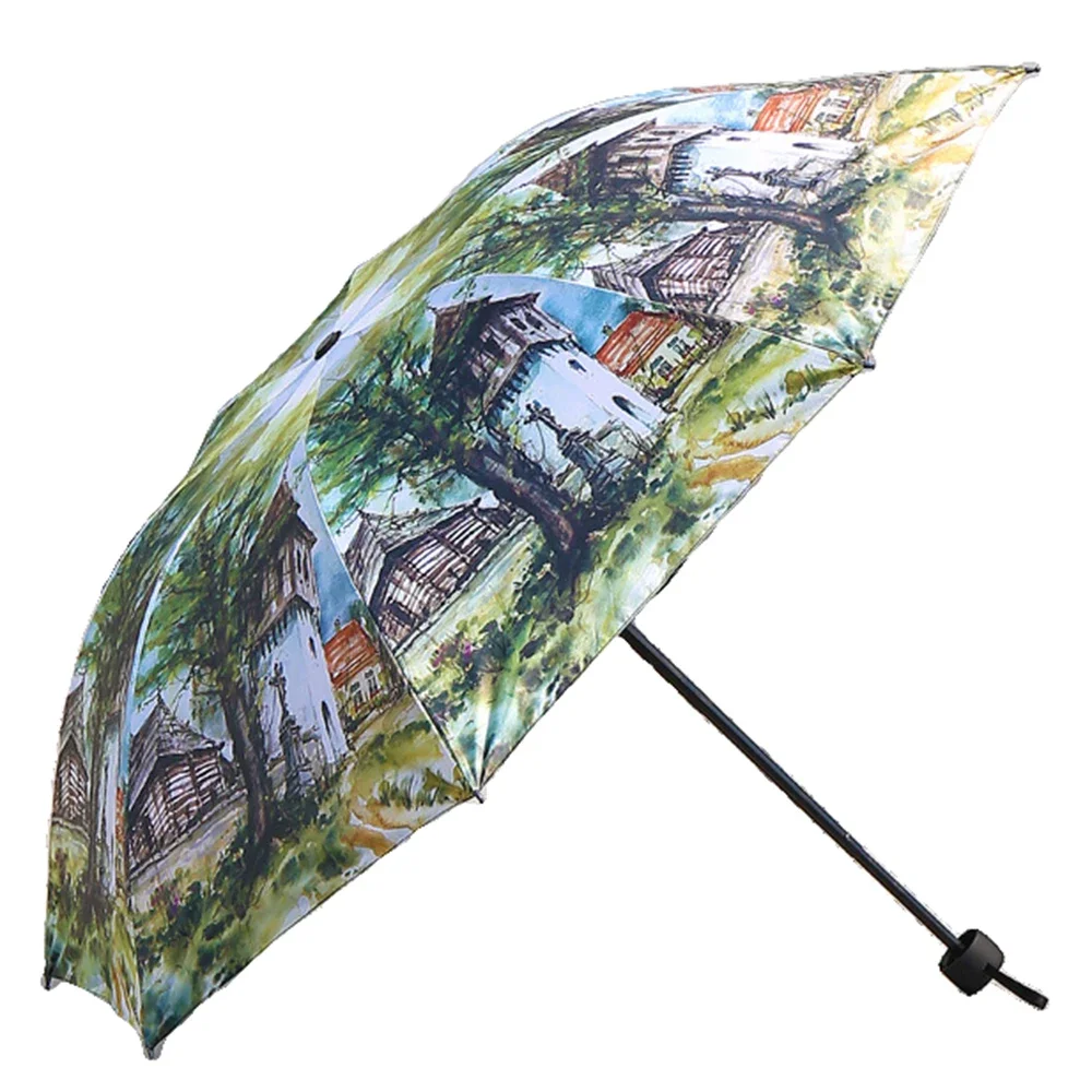Kreatywny przenośny Parasol słoneczny deszcz i słońce dwufunkcyjny składany Parasol damski anty-ultrafioletowy Parasol Parasol odporny na wiatr — zdjęcie 2