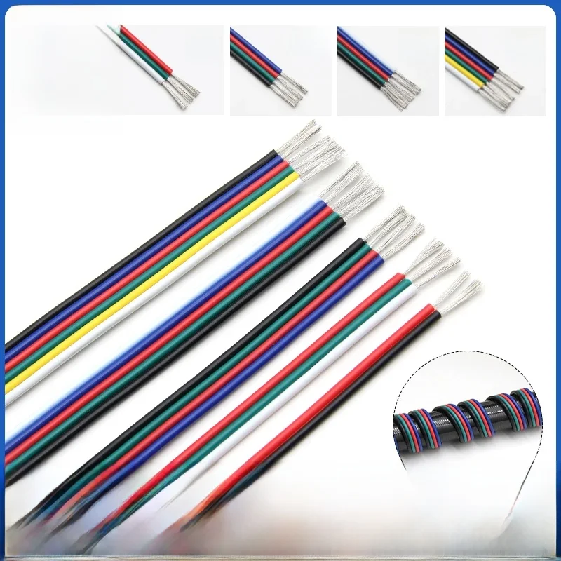 22/20/18AWG 2Pin 3Pin 4Pin 5Pin 6Pin PVC Elektronische Kabel Verlengdraad Kleur Lijn voor 5050 3528 RGBW RGB CCT LED Strip Verlichting