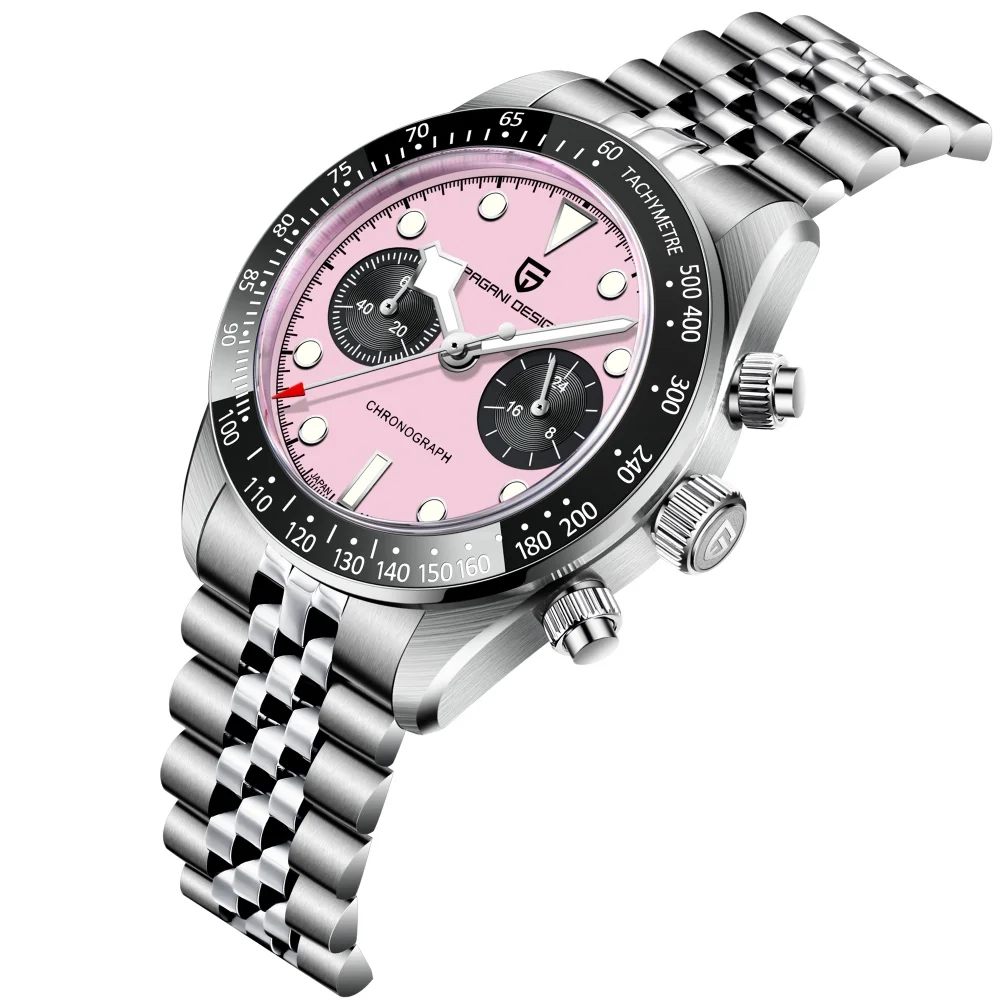 2026 Neue PAGANI DESIGN Panda Herrenuhren Fluoreszierend Grüne Quarzuhr für Männer Speed Sports Chronograph AR Saphirglas Keramiklünette Wasserdicht Leuchtende Edelstahluhr