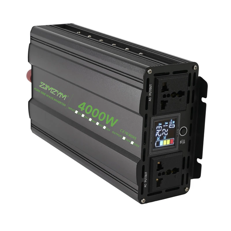 Zuivere Sinus Inverter DC 12V/24V/36V/48V/72V naar AC 220V 50HZ Auto Zonne-energie Converter voor Thuis RV Camping Noodstroomvoorziening 2000W/3000W/4000W/5000W