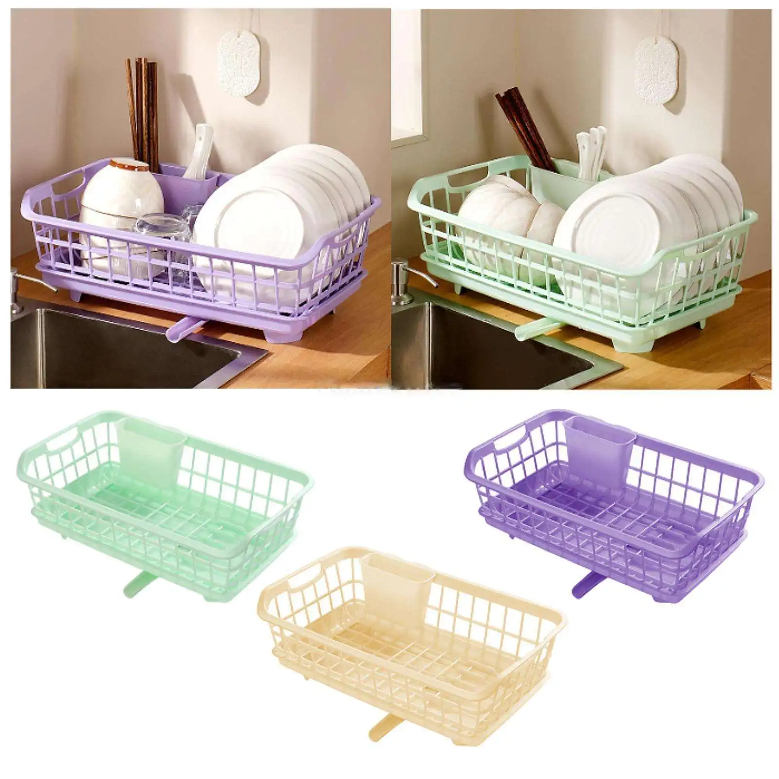 

Сушилка для посуды, ведро с палочками для еды, портативная полка для посуды для мисок, тарелок, вилок, кухонная раковина, сушка посуды с носиком